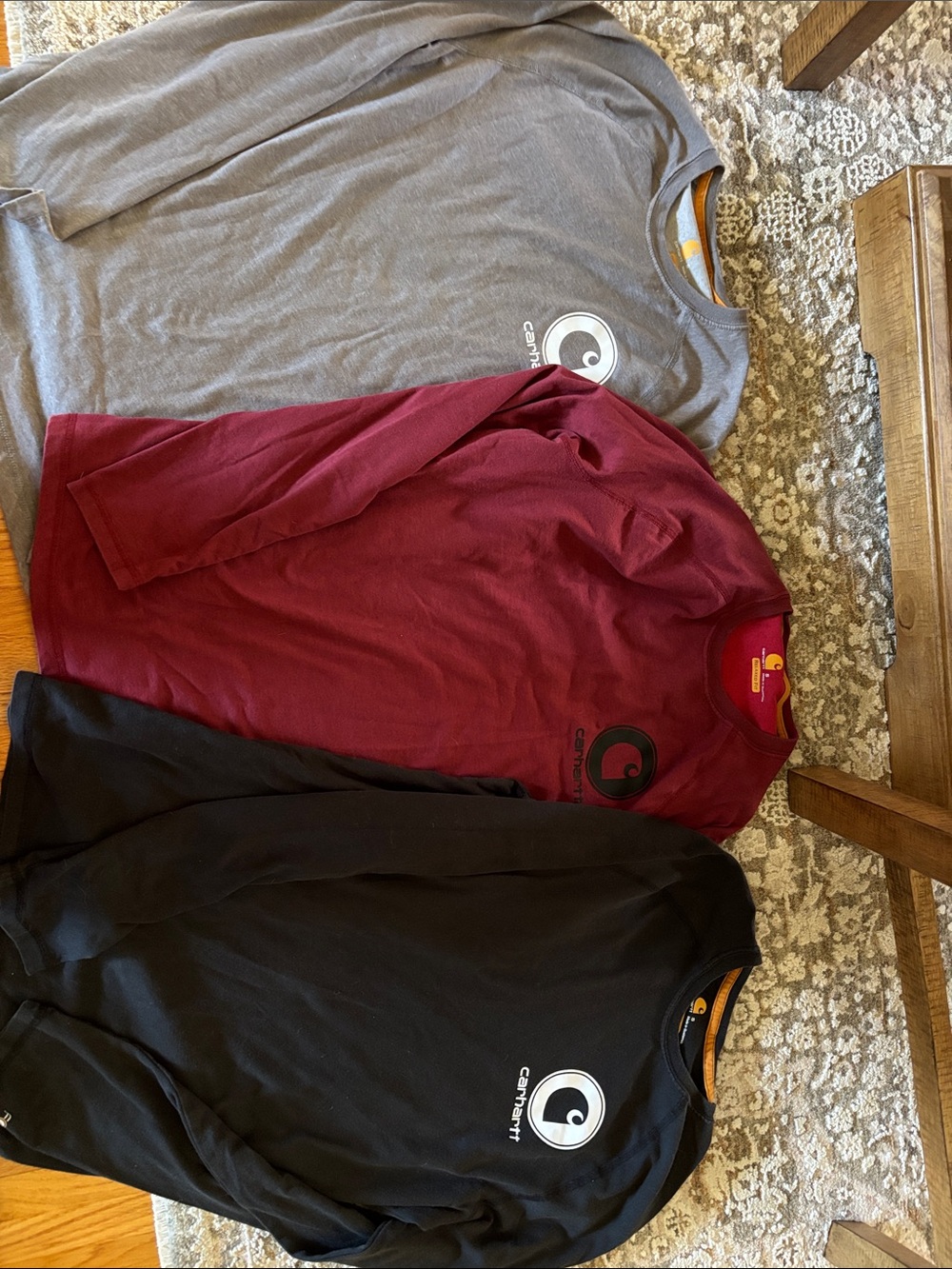 Carhartt Long-Sleeve Crew Tee Trio - Burgundy, Gray, Black